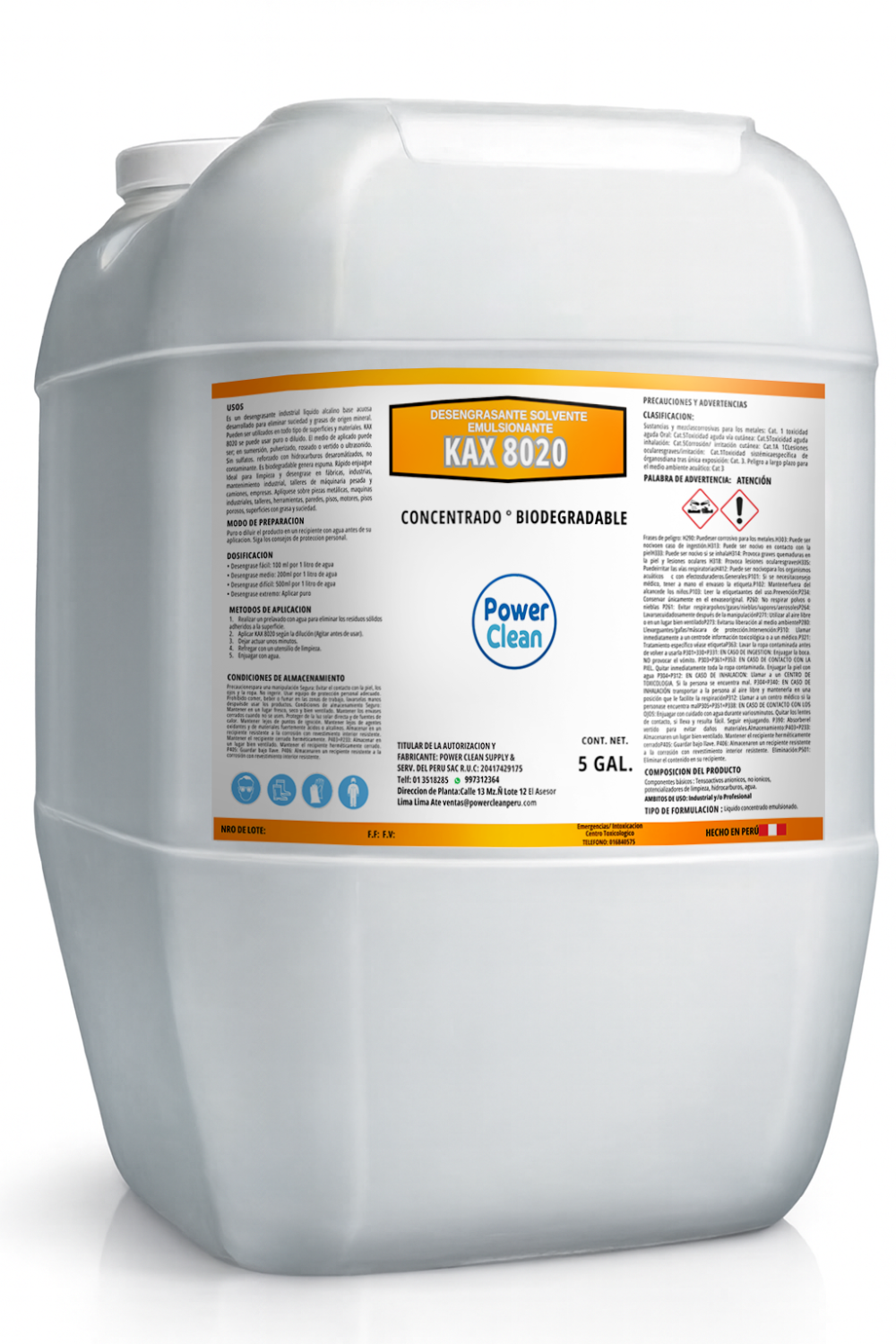 KAX8020 DESENGRASANTE SOLVENTE EMULSIONANTE