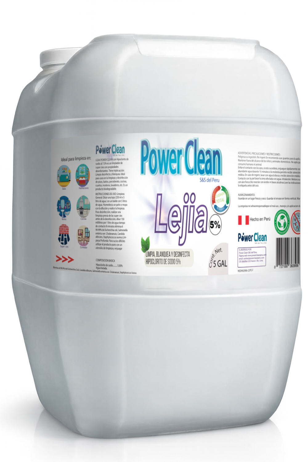 LEJIA POWER CLEAN -HIPOCLORITO DE SODIO 5%